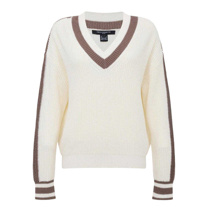 White-Taupe - Front - French Connection Womens-Ladies Crew Neck Jumper