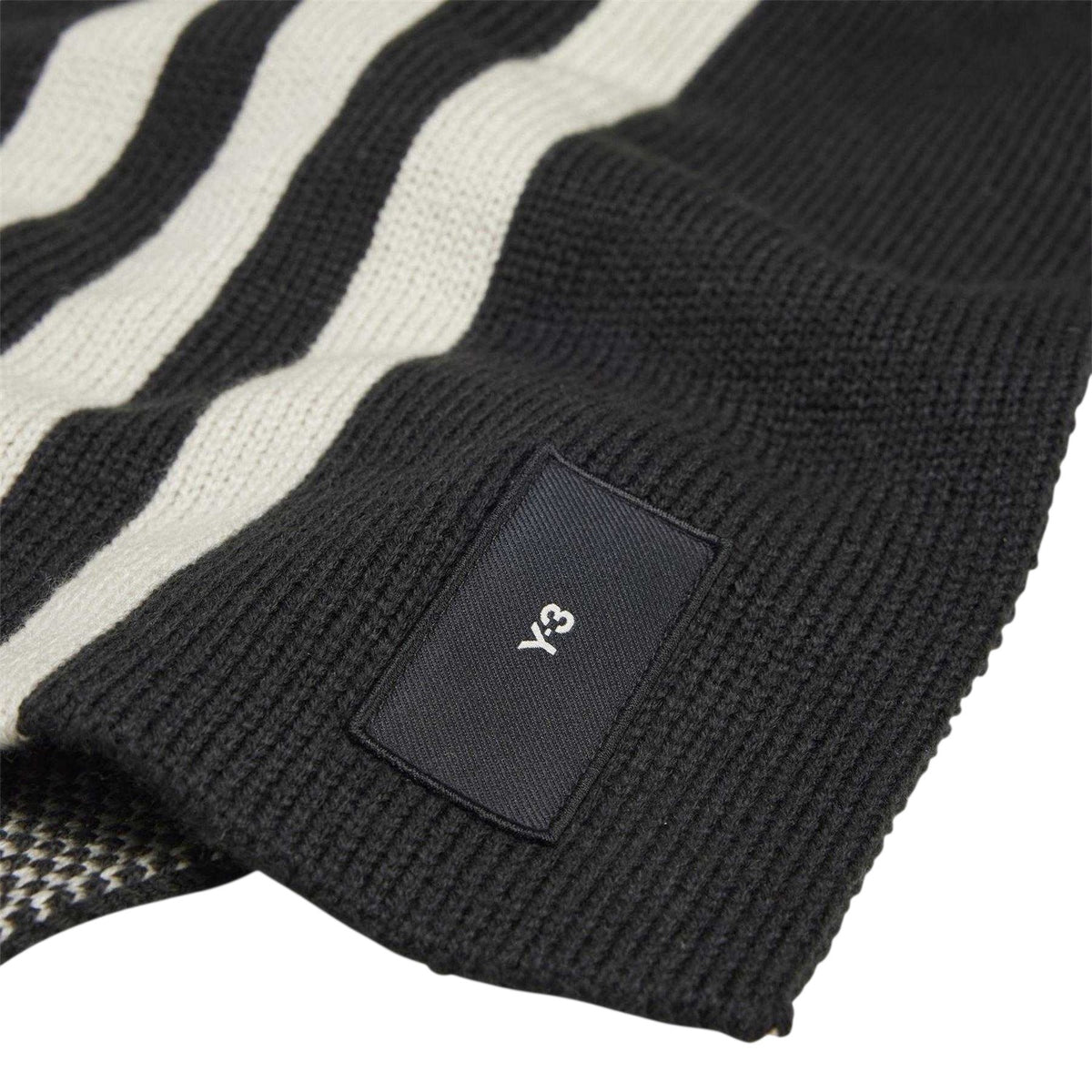 Black - Side - Y-3 Stripe Midweight Scarf