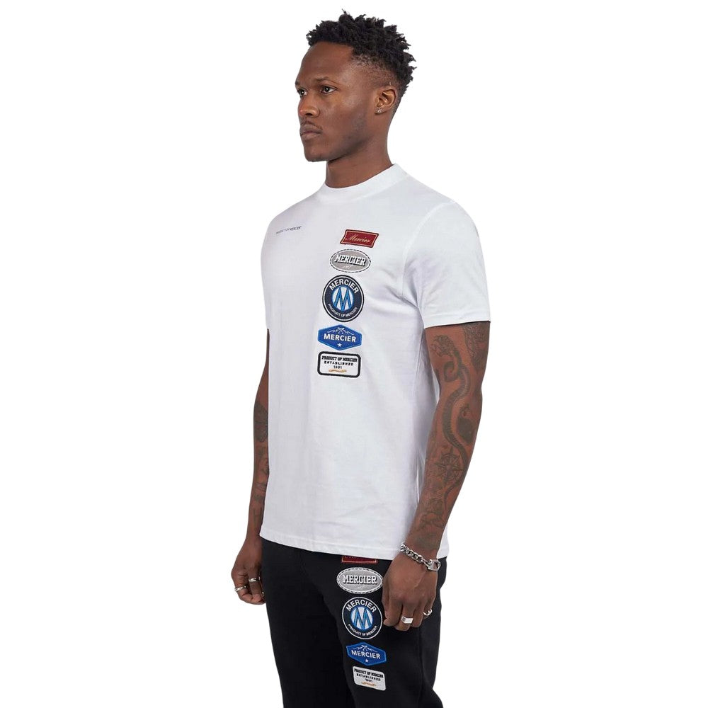 White - Back - Mercier Mens Hybrid Badge T-Shirt