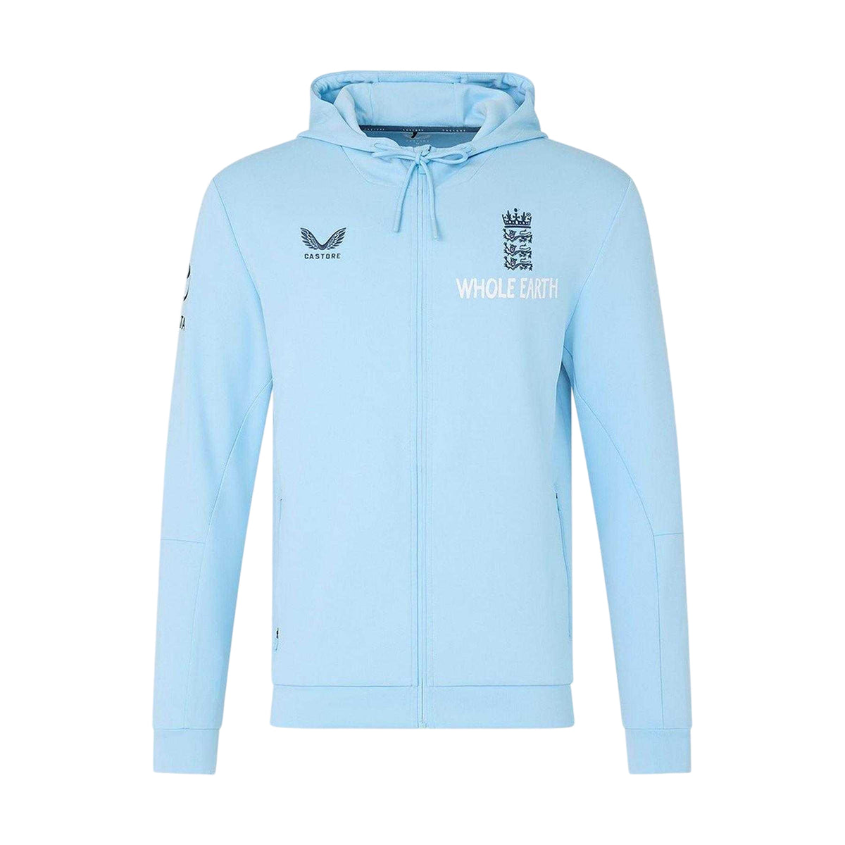 Air Blue - Front - Castore Mens 2026-2027 England Cricket Full Zip Hoodie
