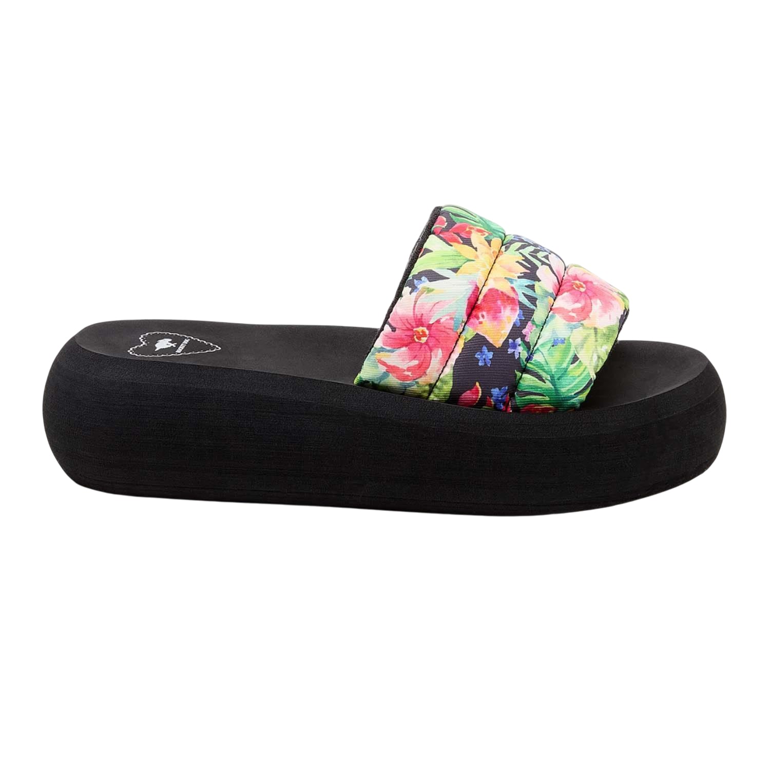 Black - Side - Rocket Dog Womens-Ladies Splash Bahama Flatform Sliders