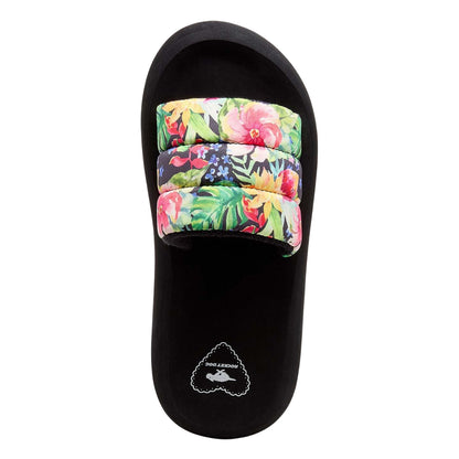 Black - Close up - Rocket Dog Womens-Ladies Splash Bahama Flatform Sliders