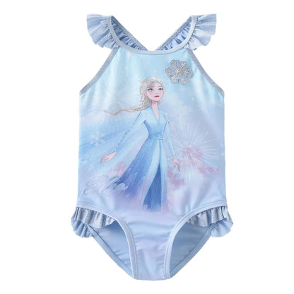 Blue - Front - Frozen Girls One Piece Swimsuit