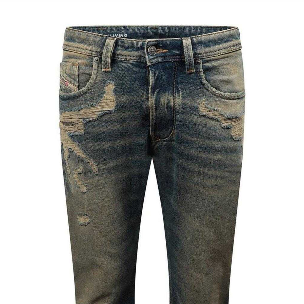 Blue Denim - Side - Diesel Mens 1985 Larkee Straight Leg Jeans