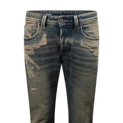 Blue Denim - Side - Diesel Mens 1985 Larkee Straight Leg Jeans