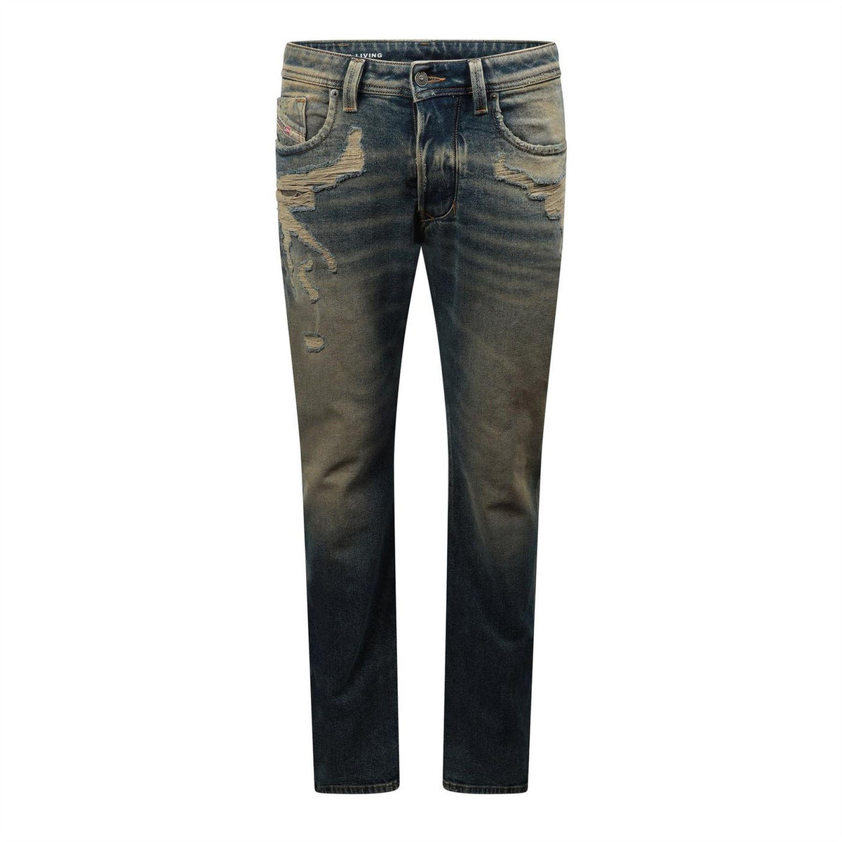Blue Denim - Front - Diesel Mens 1985 Larkee Straight Leg Jeans
