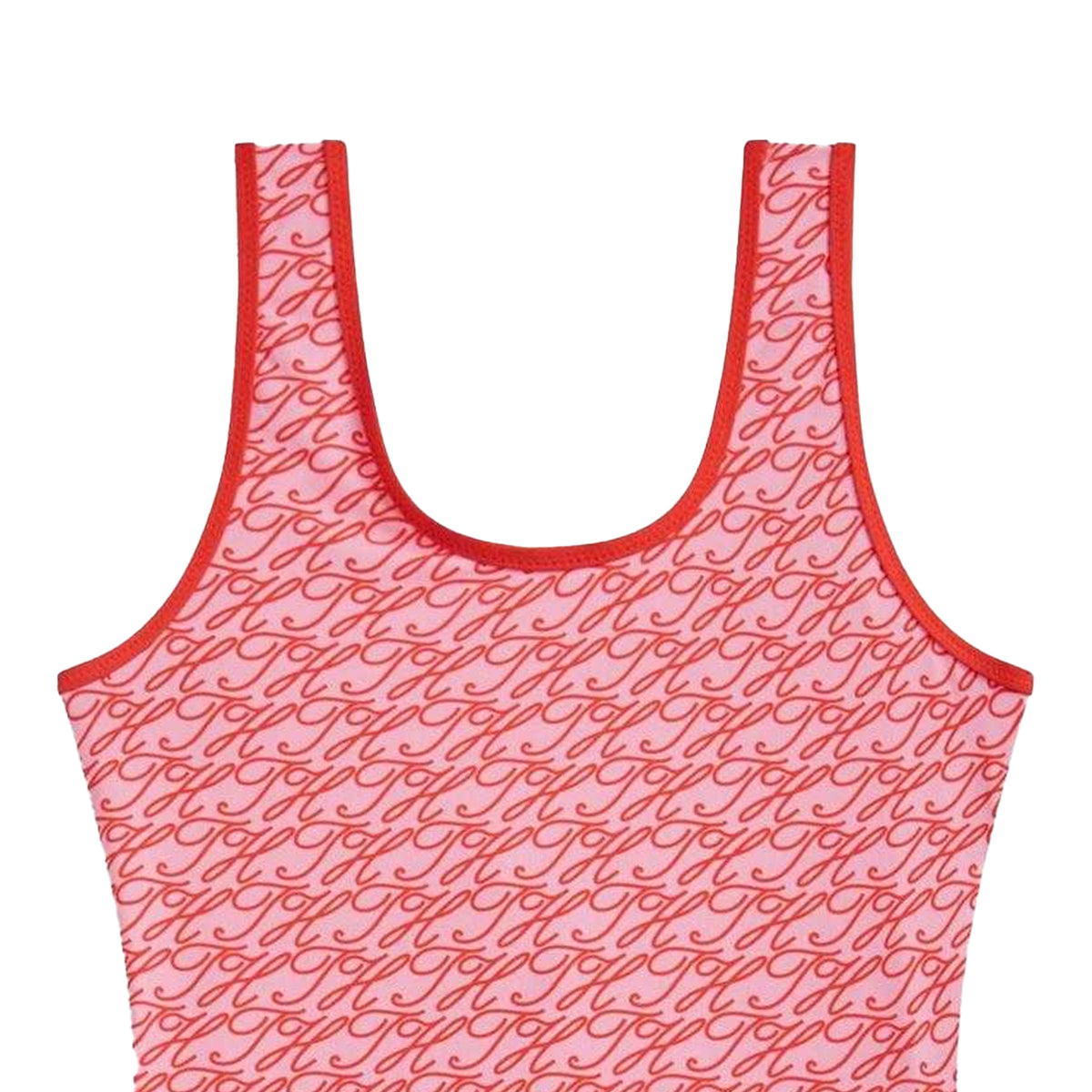 Rose Pink - Side - Tommy Hilfiger Girls Scoop Neck One Piece Swimsuit
