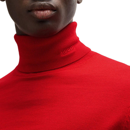 Pink - Side - Hugo Mens San Thomas Roll Neck Sweater Top