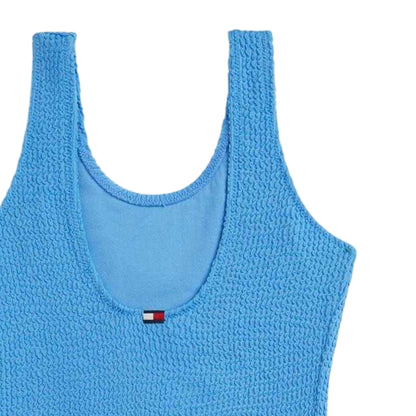 Blue - Side - Tommy Hilfiger Girls Scoop Neck One Piece Swimsuit