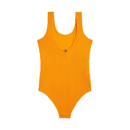 Orange - Front - Tommy Hilfiger Girls Scoop Neck One Piece Swimsuit