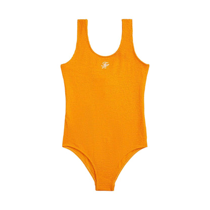 Orange - Back - Tommy Hilfiger Girls Scoop Neck One Piece Swimsuit