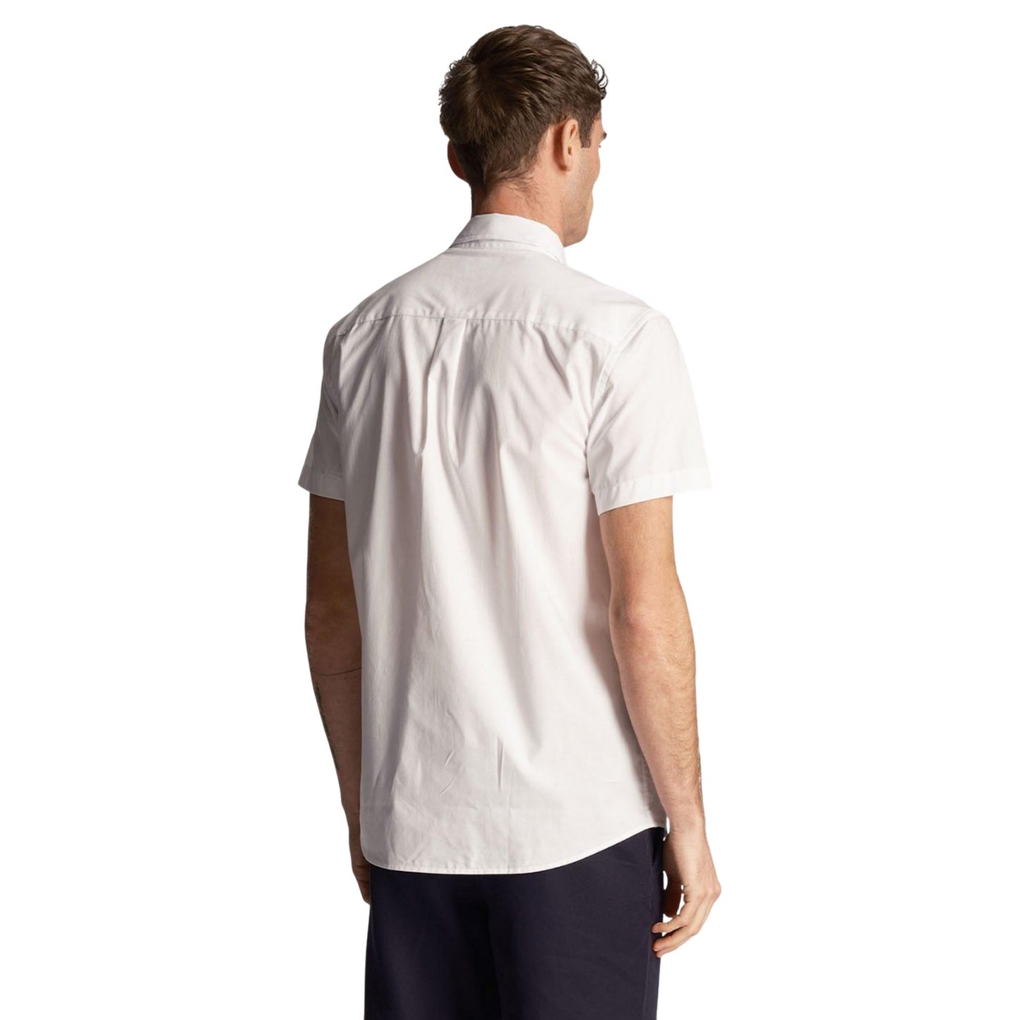 White - Back - Lyle & Scott Mens Plain Poplin Short-Sleeved Shirt