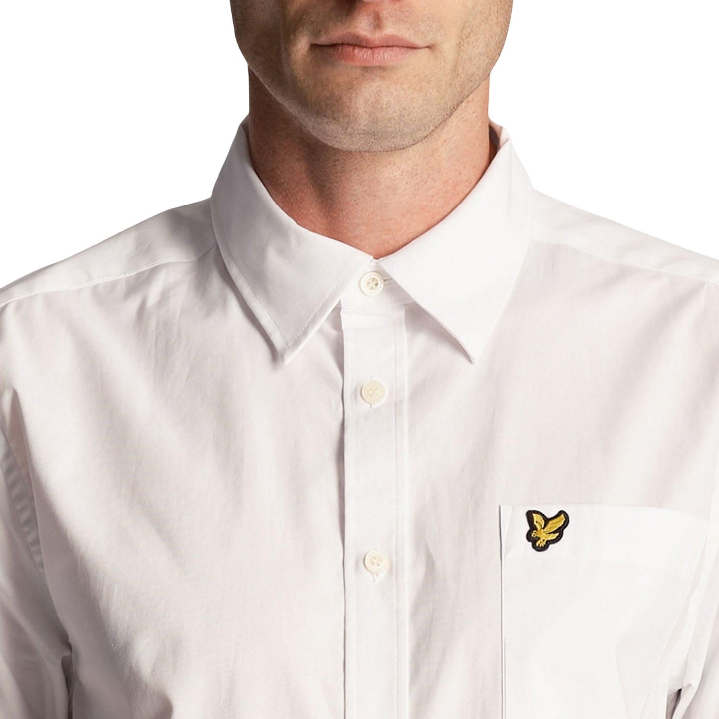 White - Side - Lyle & Scott Mens Plain Poplin Short-Sleeved Shirt