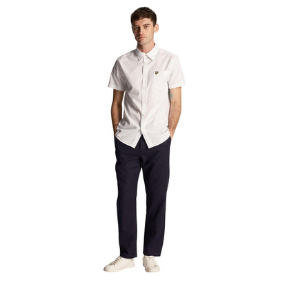 White - Lifestyle - Lyle & Scott Mens Plain Poplin Short-Sleeved Shirt
