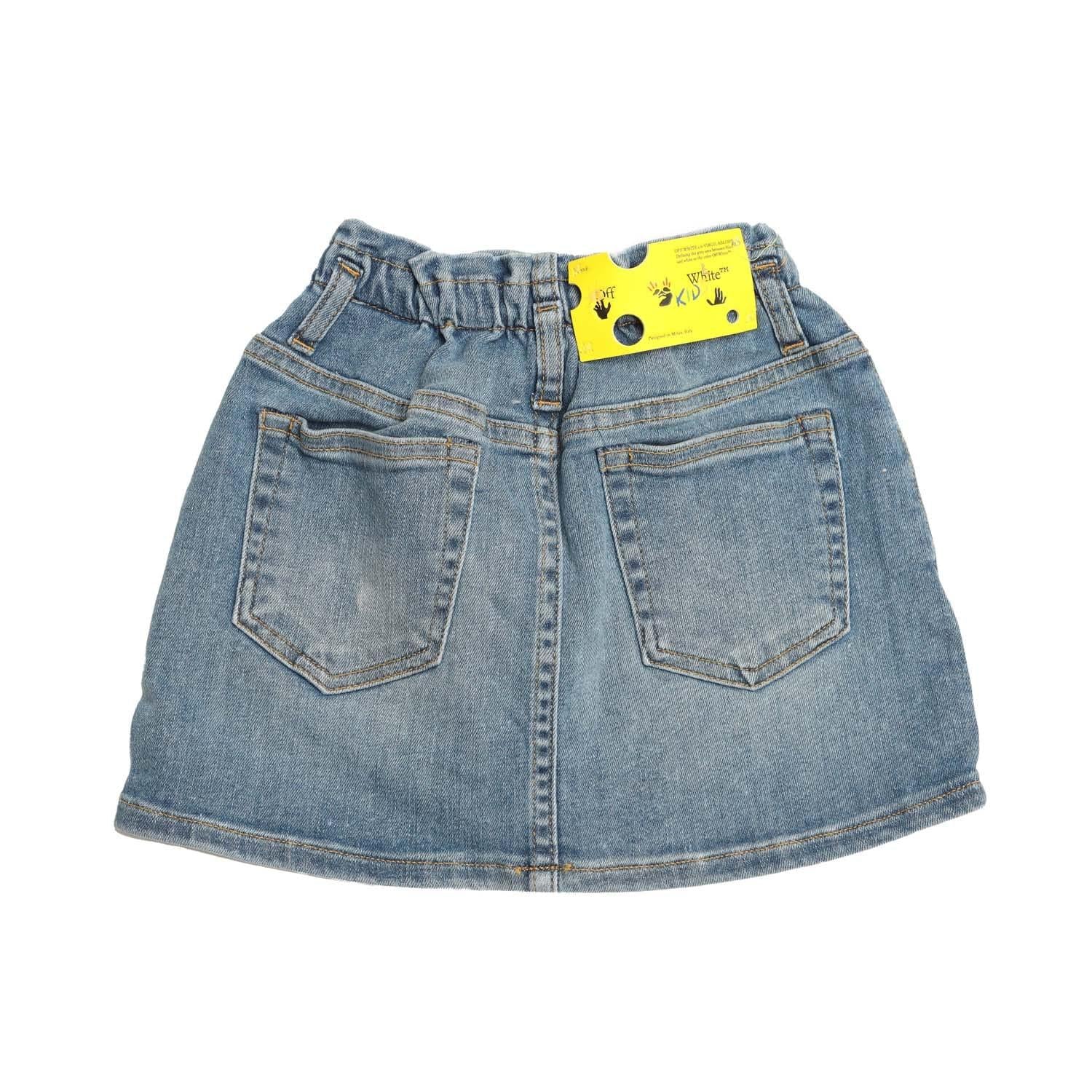 Blue - Back - Off-White Girls Monsters Denim Skirt