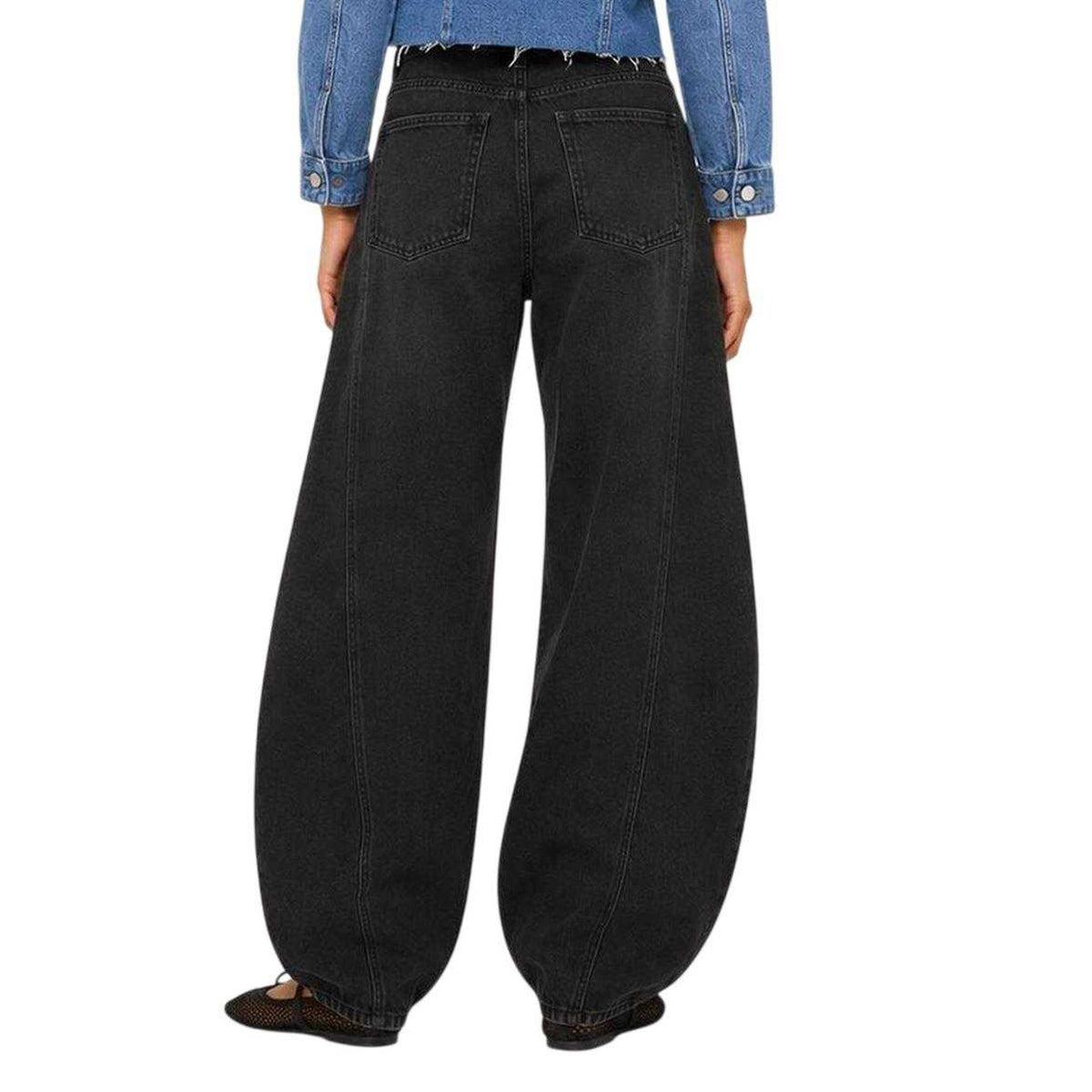 Black - Back - I Saw It First Womens-Ladies Denim Wide Leg Jeans