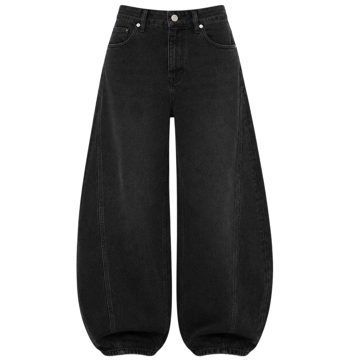 Black - Front - I Saw It First Womens-Ladies Denim Wide Leg Jeans