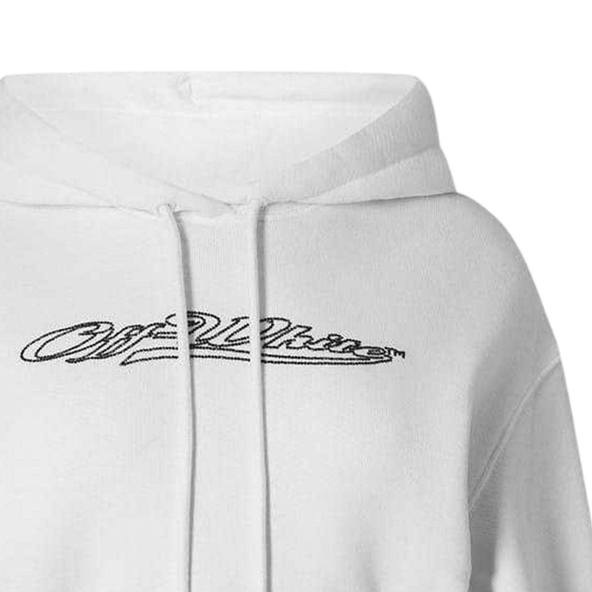 White - Side - Off White Womens-Ladies Bling Baseball Cotton Crop Hoodie