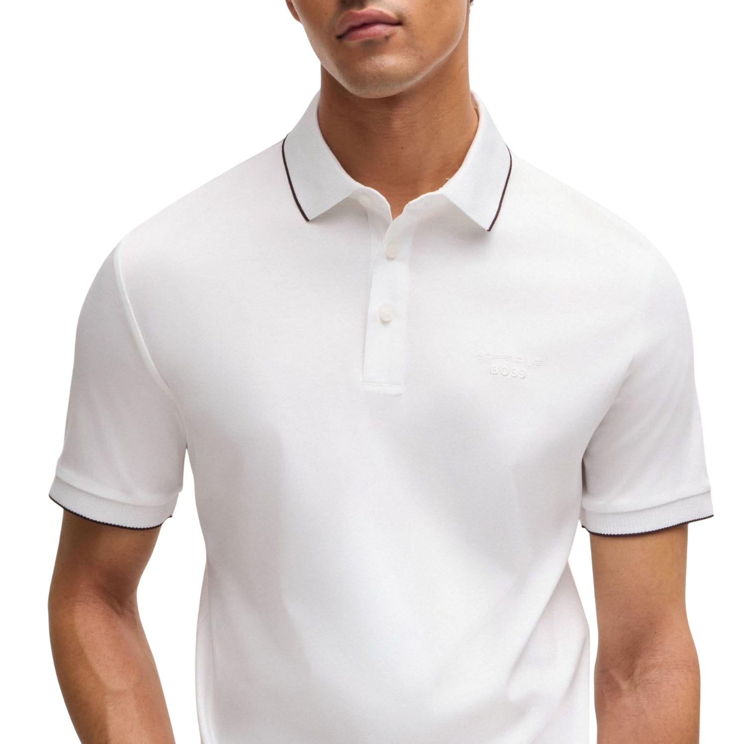 White - Side - Boss Mens Porsche Regular Polo Shirt