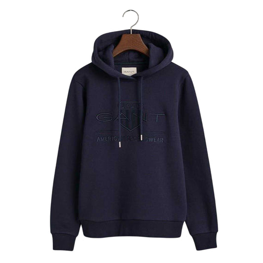 Evening Blue - Front - Gant Womens-Ladies Archive Shield Logo Hoodie