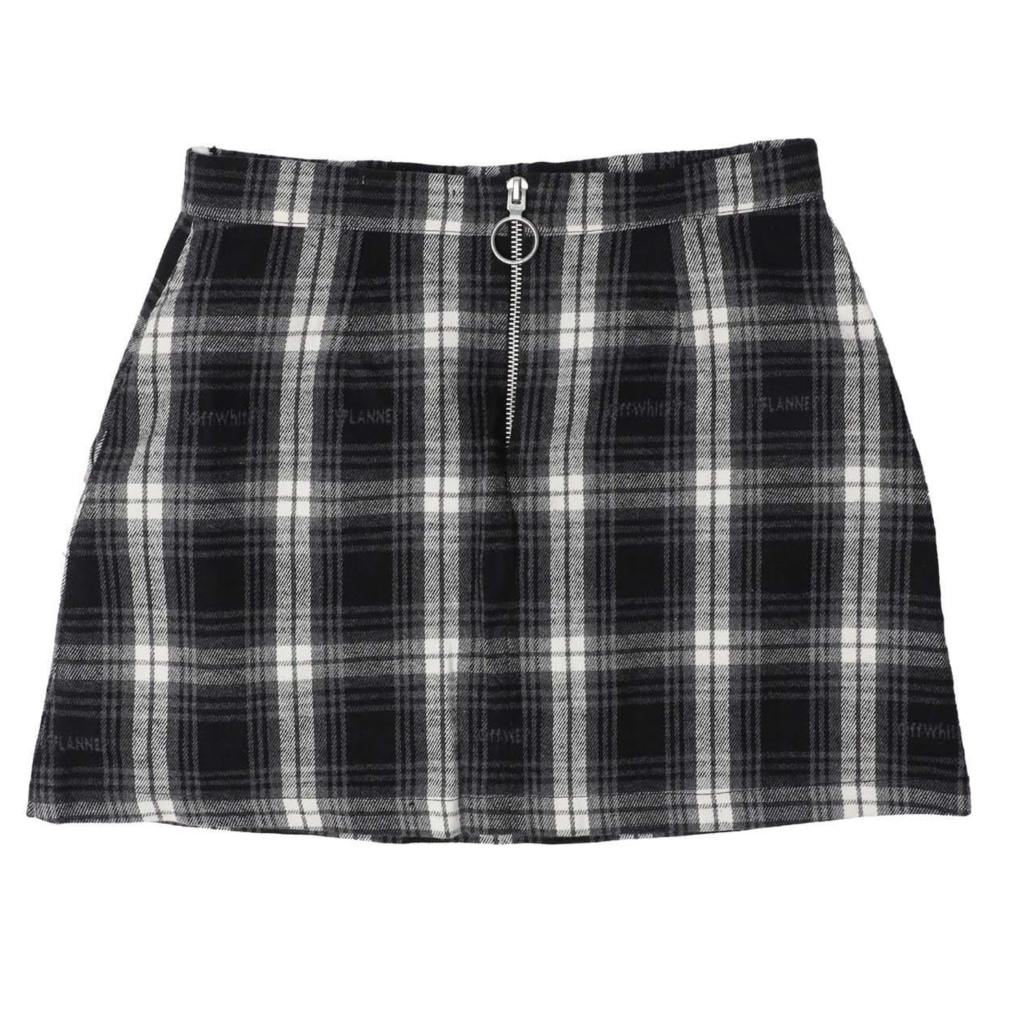 Black-White - Back - Off White Girls Checked Flannel Skirt