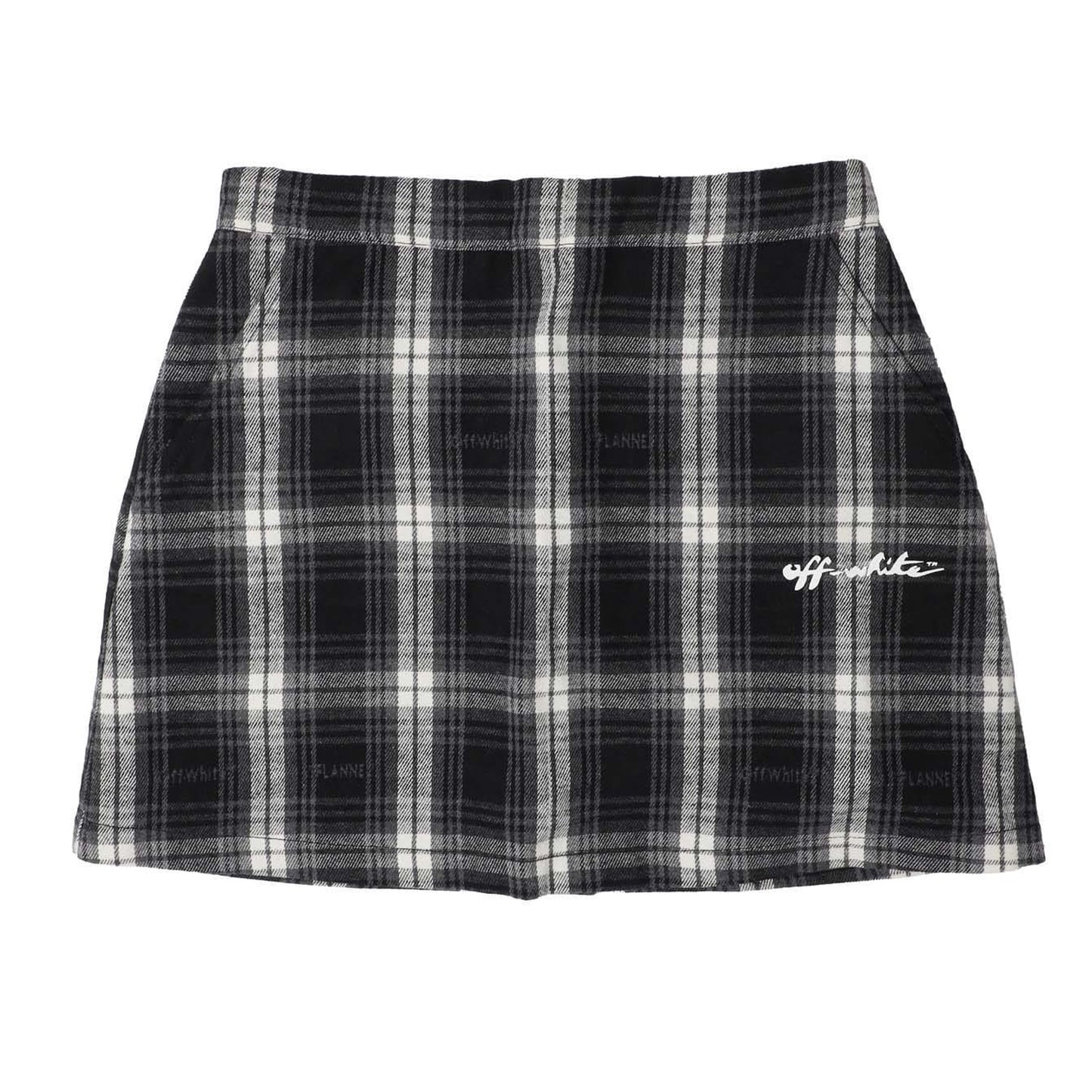 Black-White - Front - Off White Girls Checked Flannel Skirt