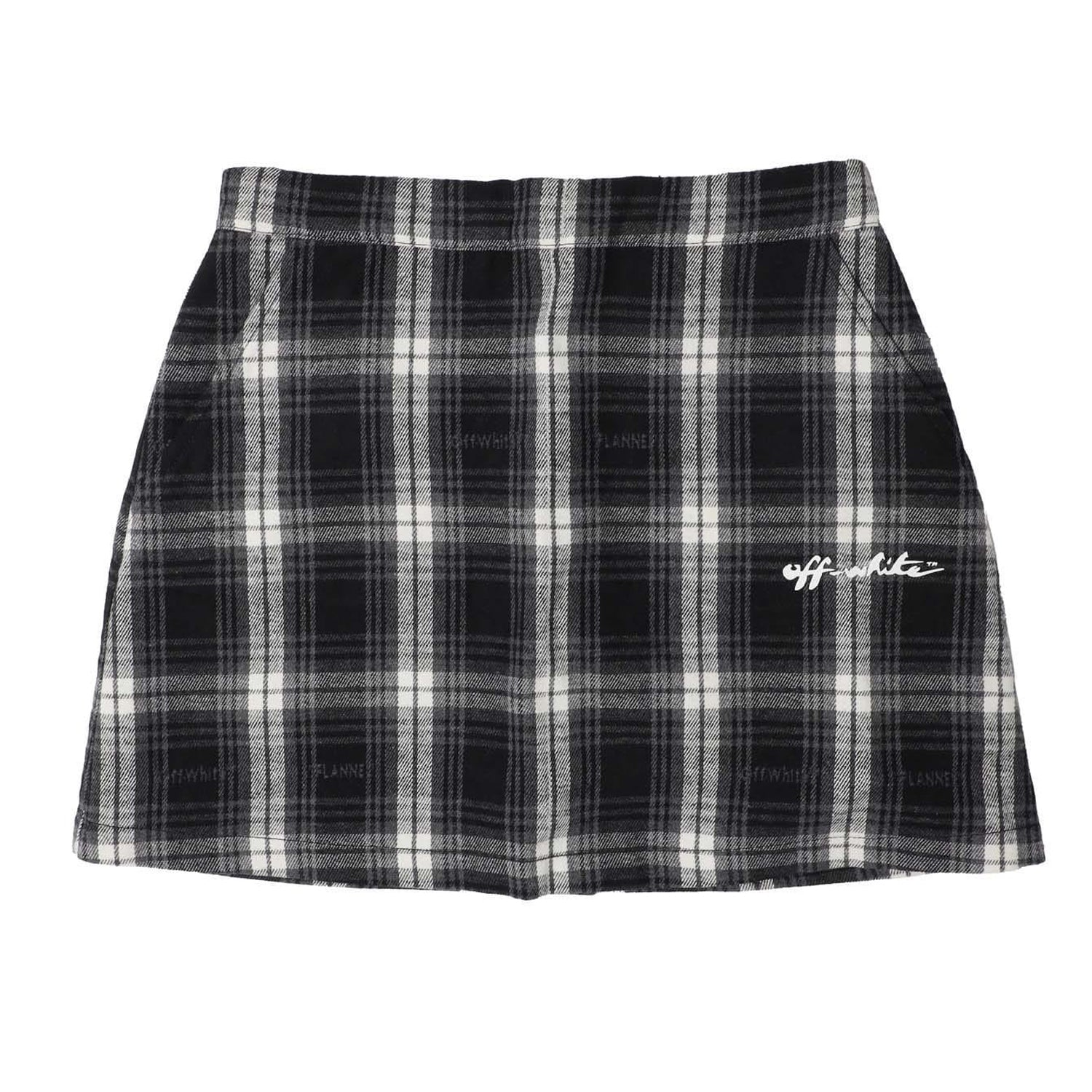 Black-White - Front - Off White Girls Checked Flannel Skirt