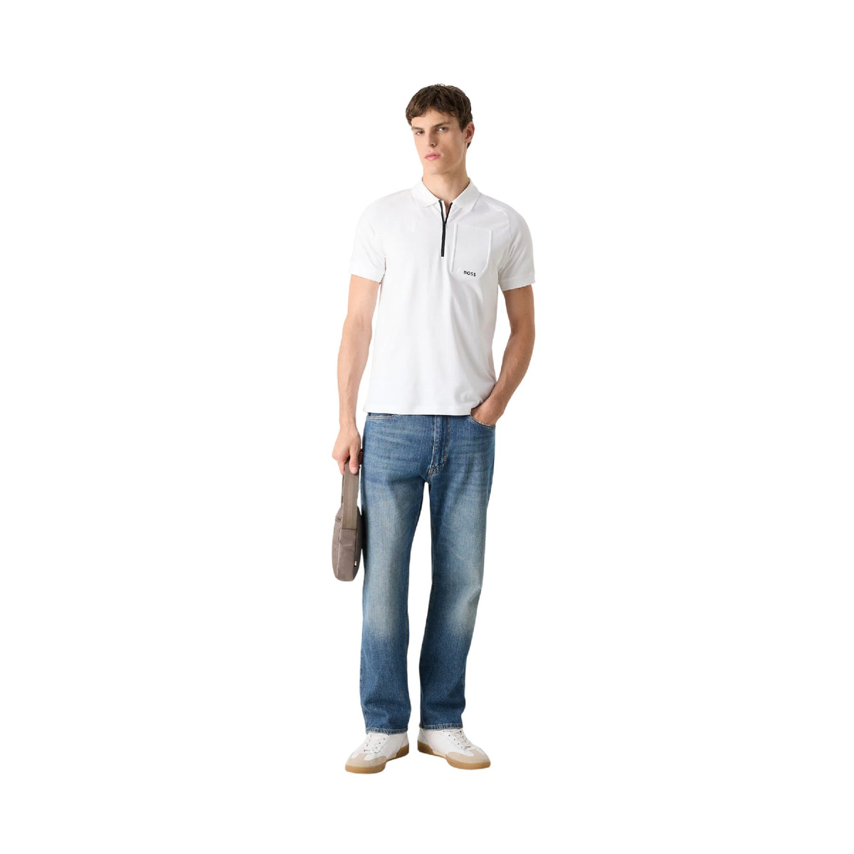 White - Lifestyle - Boss Mens Urban Tech Polo Shirt