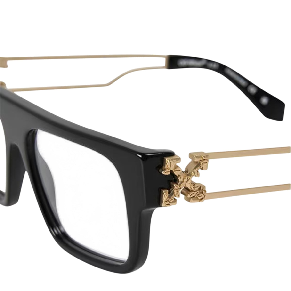 Black-Gold - Side - Off White Unisex Adult Arrow Logo Glasses