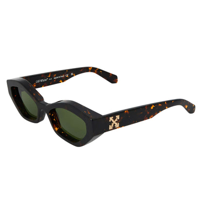 Havana-Green - Front - Off White Unisex Adult Hilo Hexagon Sunglasses