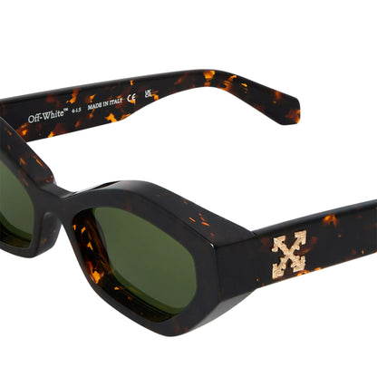 Havana-Green - Side - Off White Unisex Adult Hilo Hexagon Sunglasses