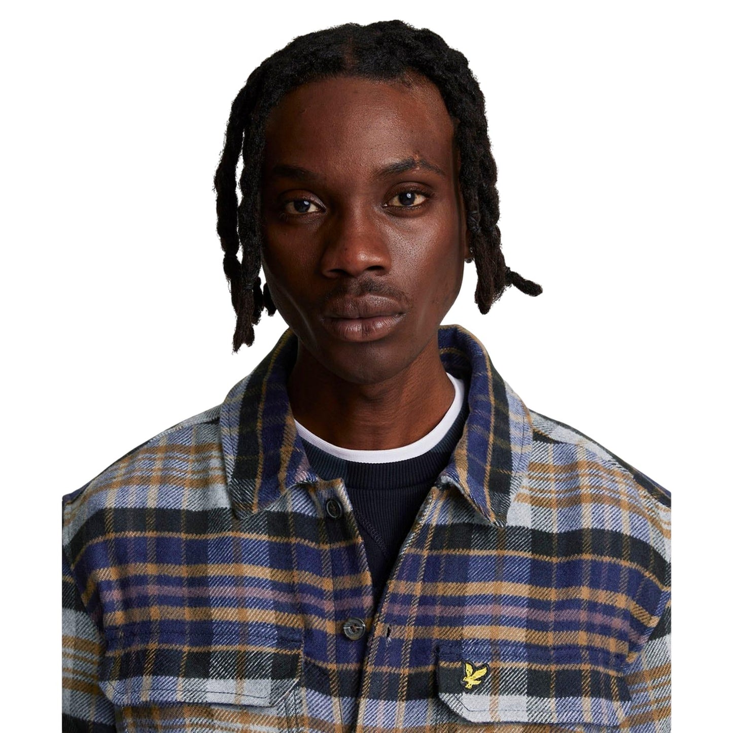Navy - Side - Lyle & Scott Mens Checked Flannel Overshirt