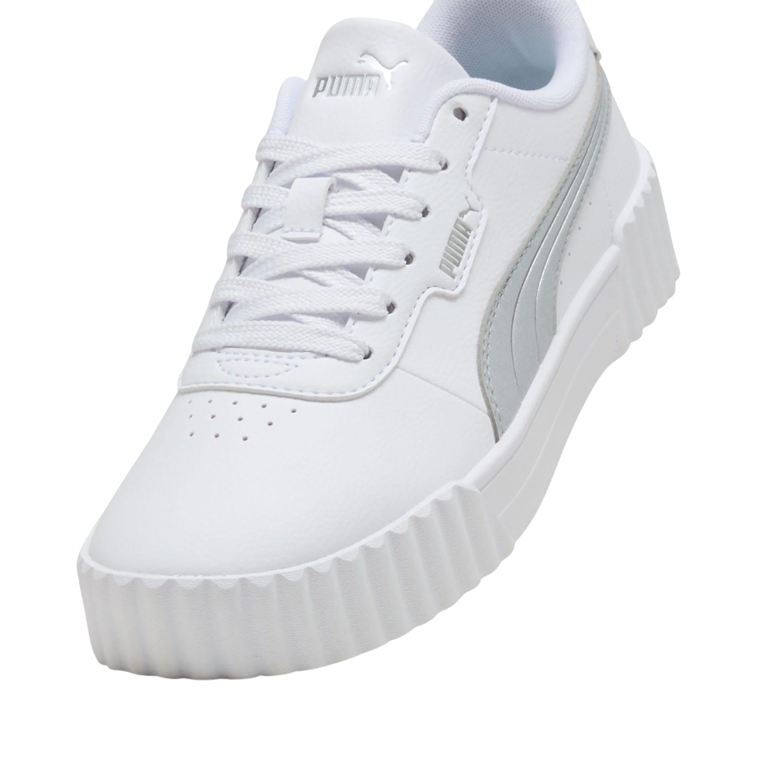 White-Silver - Close up - Lacoste Womens-Ladies Carina 3.0 Trainers