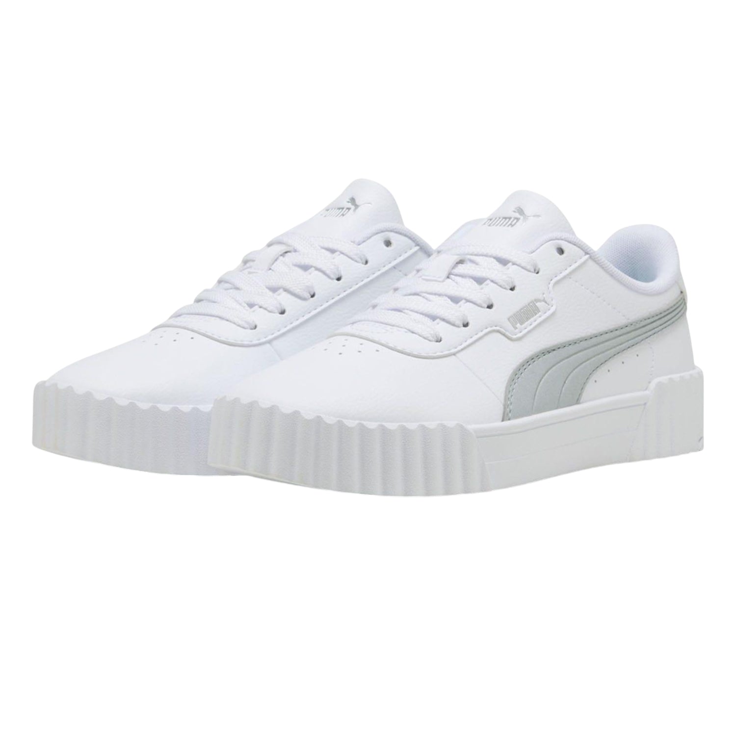 White-Silver - Front - Lacoste Womens-Ladies Carina 3.0 Trainers