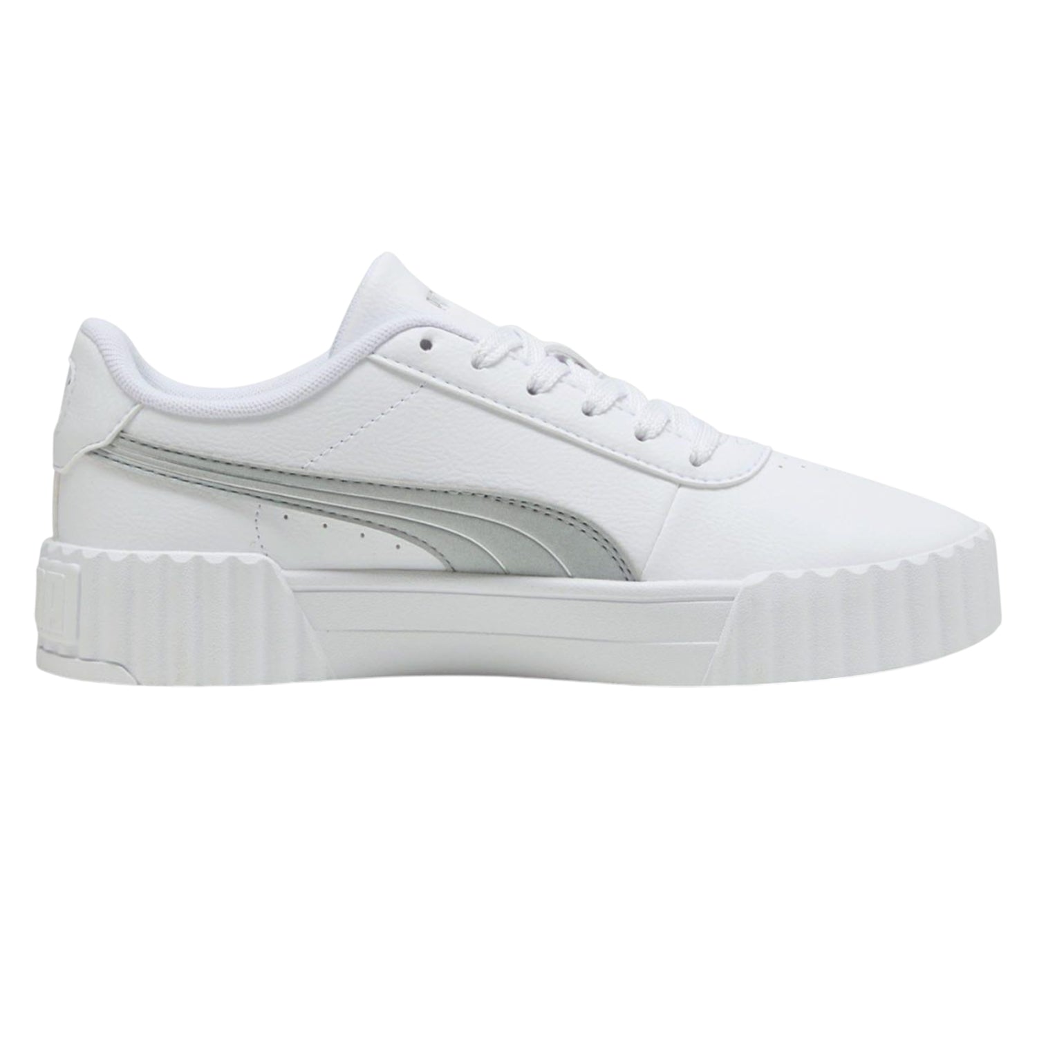 White-Silver - Back - Lacoste Womens-Ladies Carina 3.0 Trainers