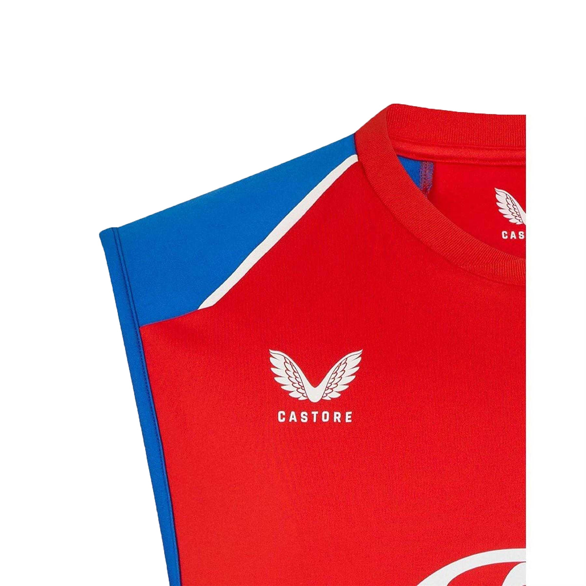 Red-Blue - Side - Castore Mens 2026-2027 England Cricket IT20 Fitted Sleeveless Cricket Vest