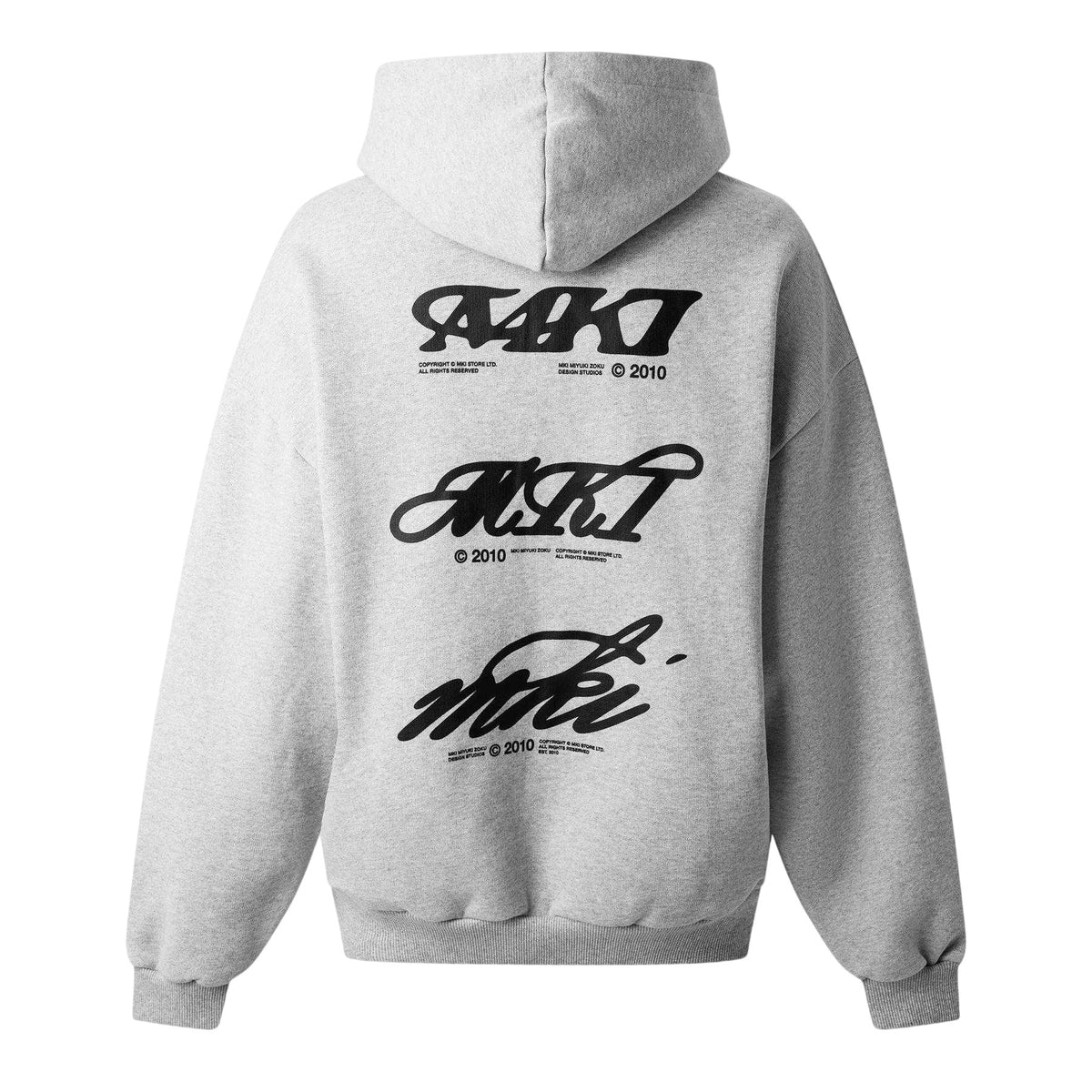 Grey - Back - MKI MIYUKI ZOKU Mens Stacked Logo Hoodie