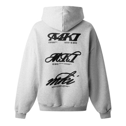 Grey - Back - MKI MIYUKI ZOKU Mens Stacked Logo Hoodie