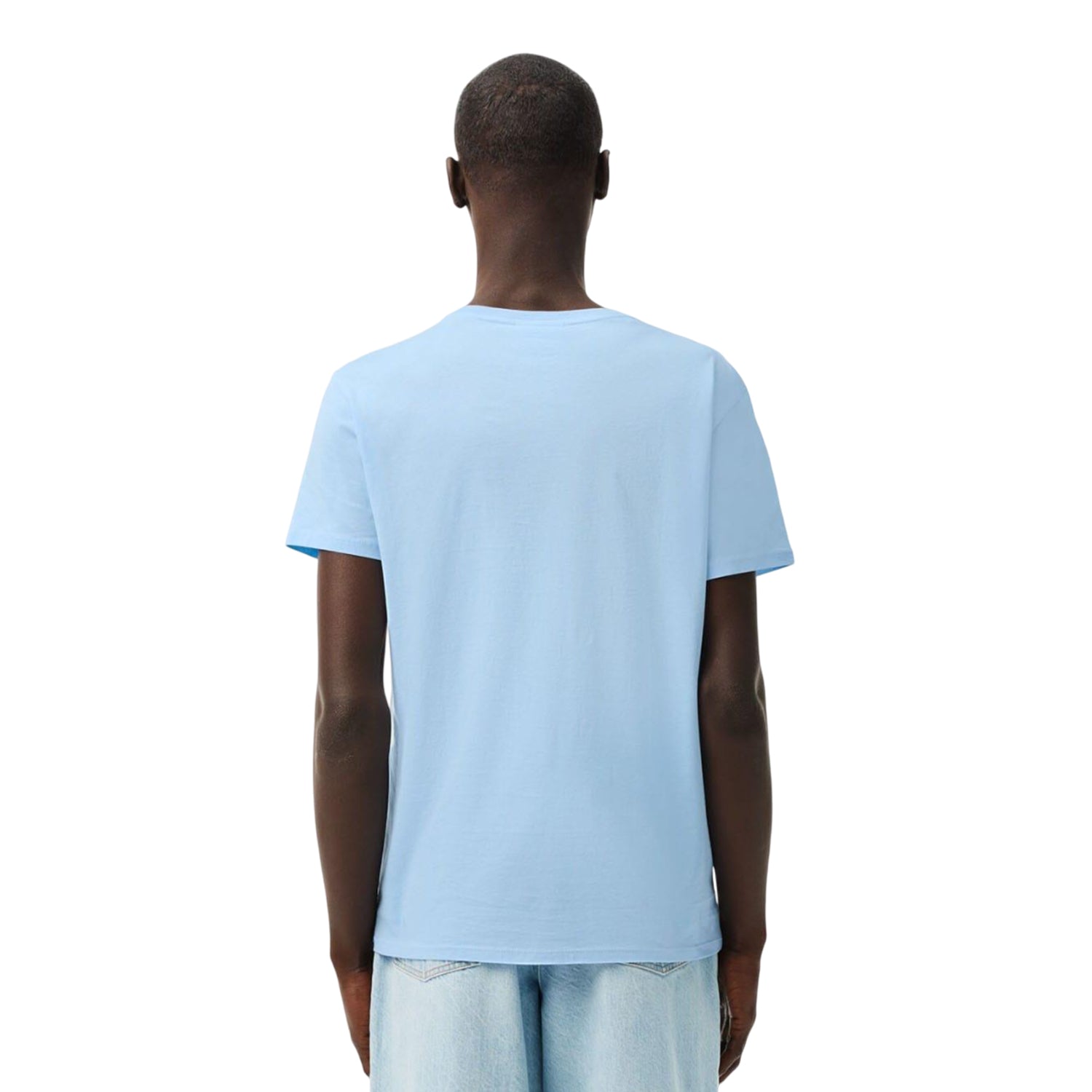 Light Blue - Back - Lacoste Mens Pima Cotton V Neck T-Shirt