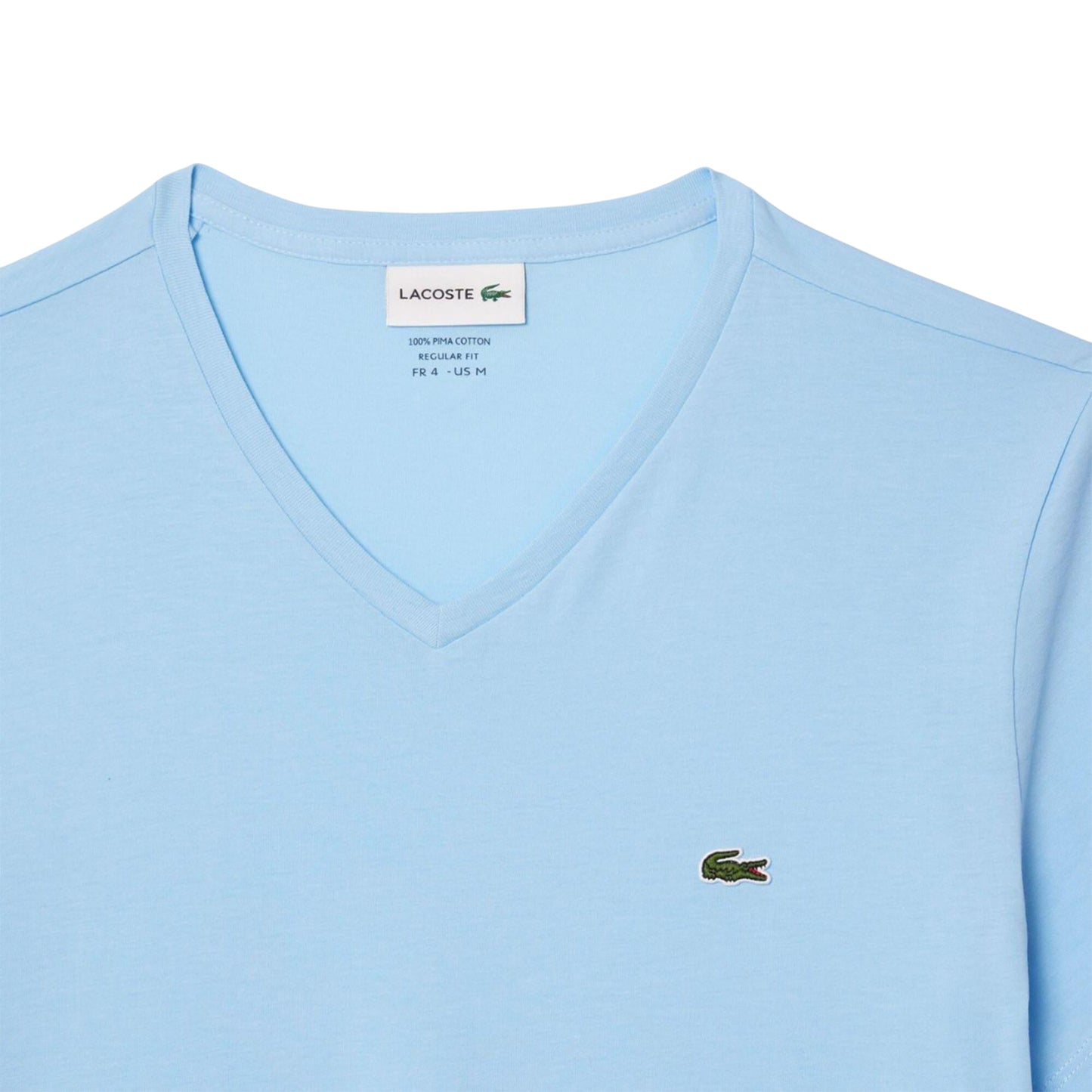 Light Blue - Side - Lacoste Mens Pima Cotton V Neck T-Shirt