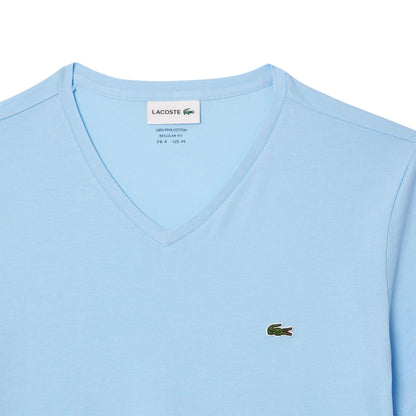 Light Blue - Side - Lacoste Mens Pima Cotton V Neck T-Shirt