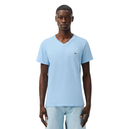 Light Blue - Pack Shot - Lacoste Mens Pima Cotton V Neck T-Shirt
