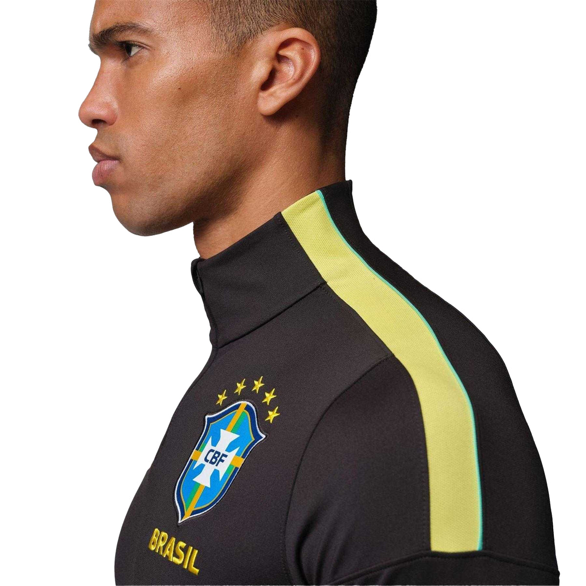 Black-Yellow - Side - Nike Unisex Adult 2026 Brazil Athletic Training Track Top