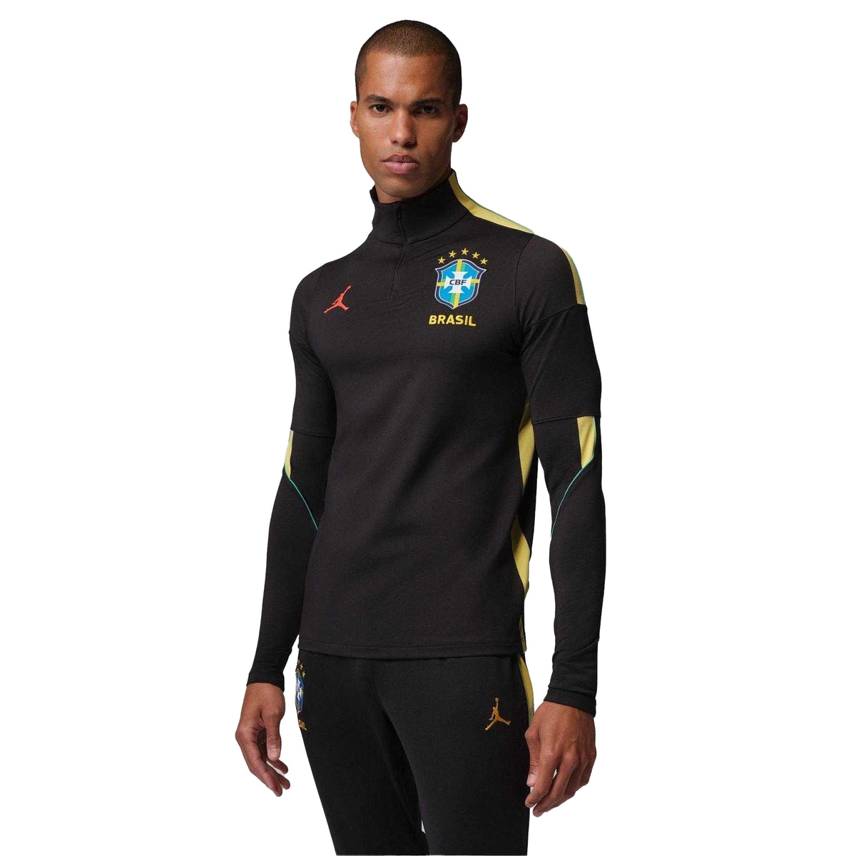 Black-Yellow - Front - Nike Unisex Adult 2026 Brazil Athletic Training Track Top