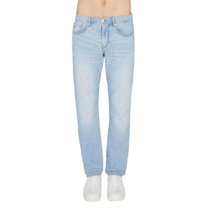 Indigo Faded - Side - Armani Exchange Mens Cotton Twill Slim Jeans