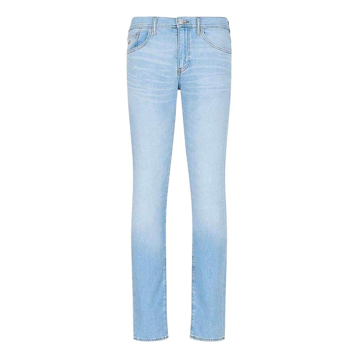 Indigo Faded - Front - Armani Exchange Mens Cotton Twill Slim Jeans
