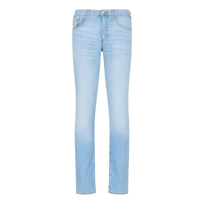 Indigo Faded - Front - Armani Exchange Mens Cotton Twill Slim Jeans