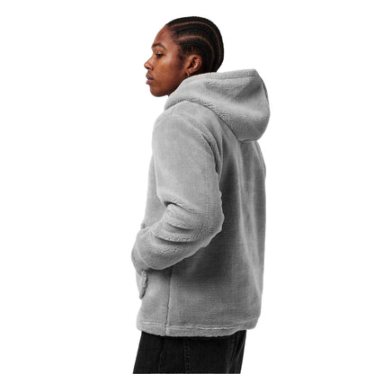 Grey - Pack Shot - MKI MIYUKI ZOKU Mens Sherpa Half Zip Relaxed Fit Hoodie