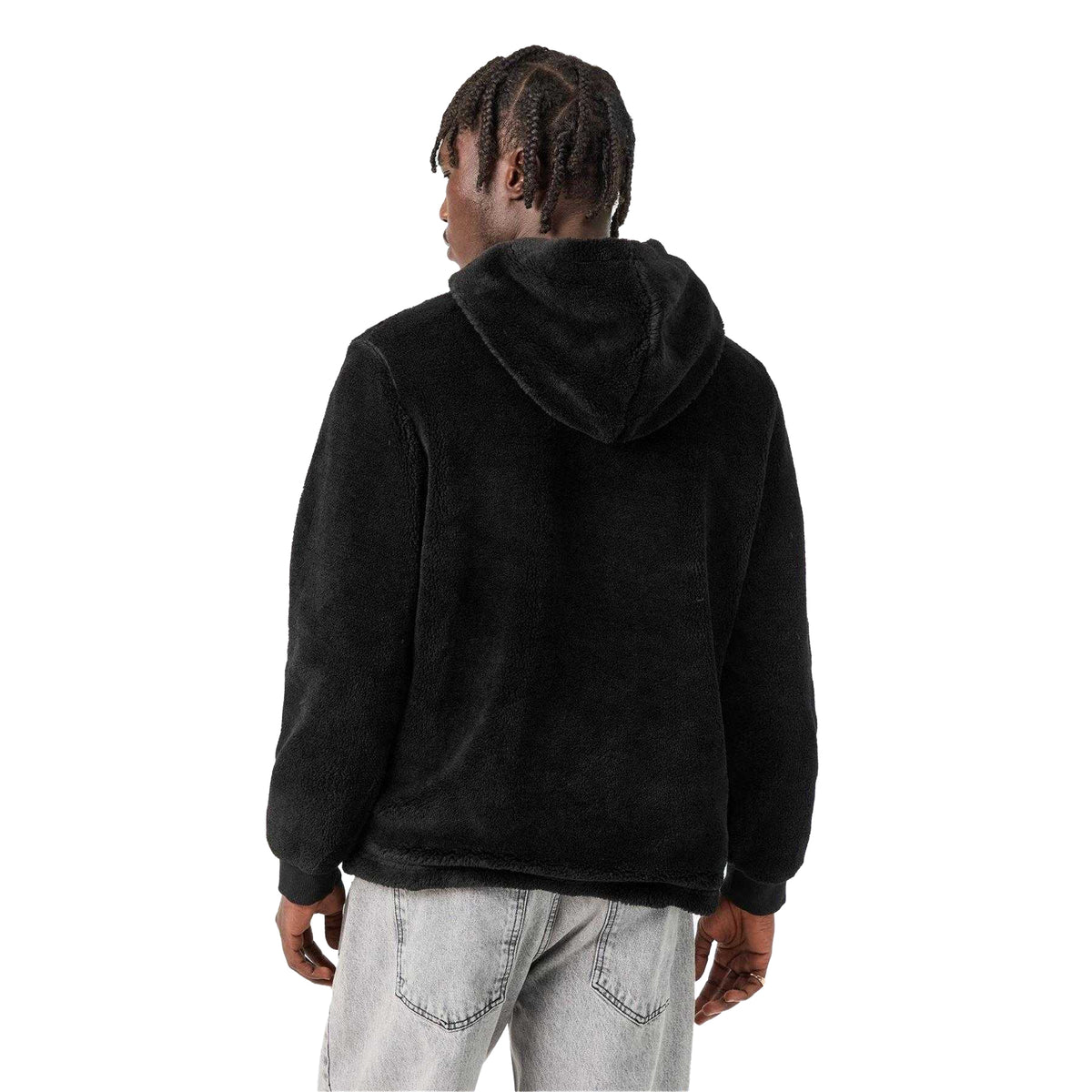 Black - Pack Shot - MKI MIYUKI ZOKU Mens Sherpa Half Zip Relaxed Fit Hoodie