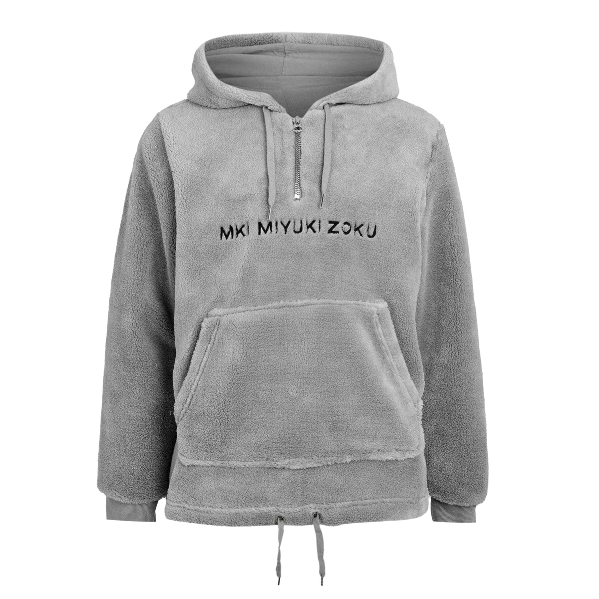 Grey - Front - MKI MIYUKI ZOKU Mens Sherpa Half Zip Relaxed Fit Hoodie
